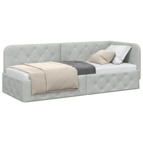 Ъглова рамка за легло с таблото Светлосиво 80 x 200 cm Кадифе