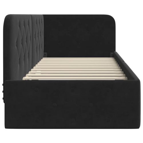 Ъглова рамка за легло с таблото Черно 80 x 200 cm Кадифе