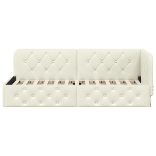 Ъглова рамка за легло с таблото Крем 80 x 200 cm Кадифе