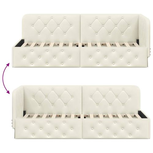 Ъглова рамка за легло с таблото Крем 80 x 200 cm Кадифе