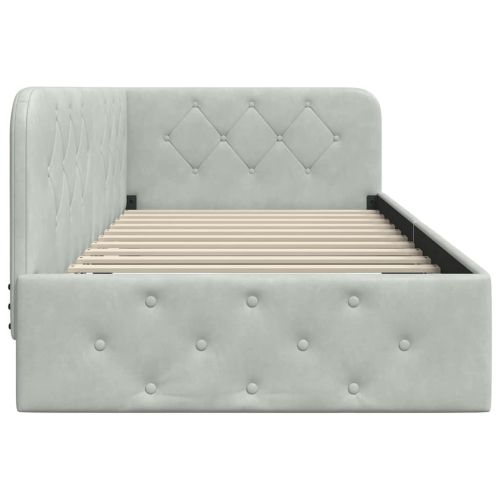 Ъглова рамка за легло с таблото Светлосиво 100 x 200 cm Кадифе