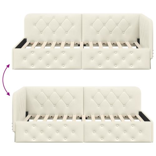 Ъглова рамка за легло с таблото Крем 100 x 200 cm Кадифе