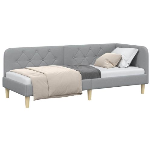 Ъглова рамка за легло с таблото Светлосиво 80 x 200 cm текстил