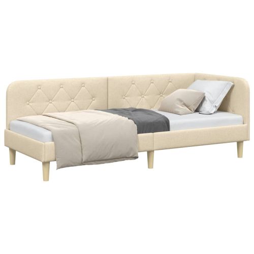 Ъглова рамка за легло с таблото Крем 80 x 200 cm текстил