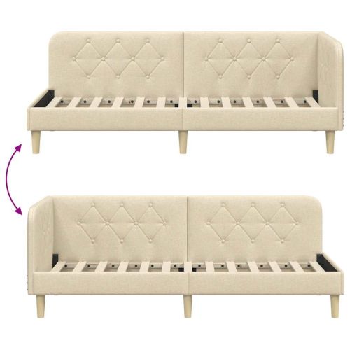 Ъглова рамка за легло с таблото Крем 80 x 200 cm текстил