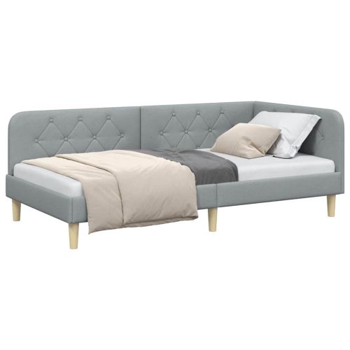 Ъглова рамка за легло с таблото Светлосиво 100 x 200 cm текстил