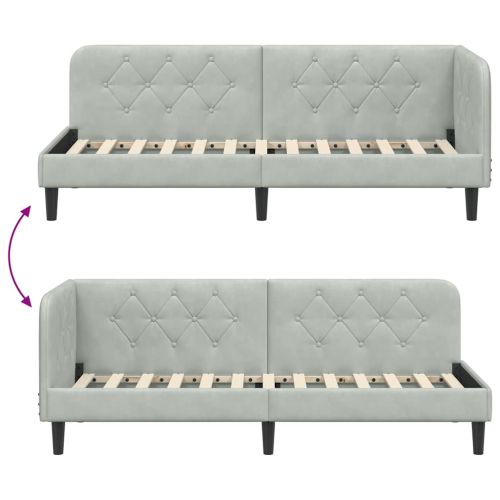 Ъглова рамка за легло с таблото Светлосиво 80 x 200 cm Кадифе