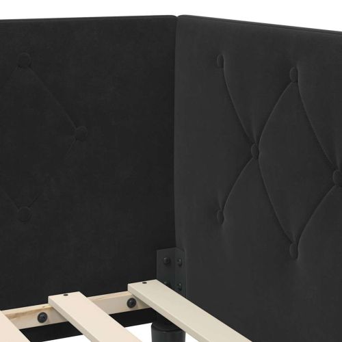 Ъглова рамка за легло с таблото Черно 80 x 200 cm Кадифе