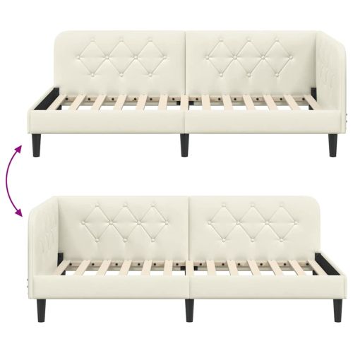 Ъглова рамка за легло с таблото Крем 90 x 200 cm Кадифе