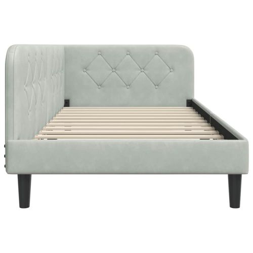 Ъглова рамка за легло с таблото Светлосиво 100 x 200 cm Кадифе