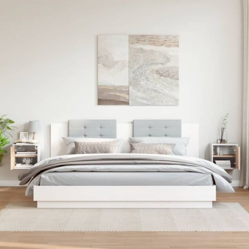 Стенни шкафове, 2 бр, бели, 31,5x30x30 см, бор масив