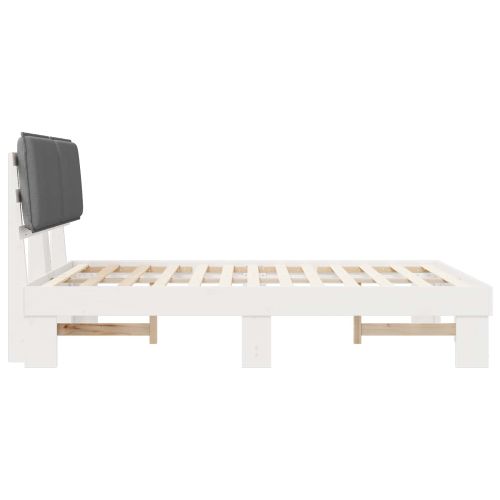 Леглова рамка с тапицирана гръбна част Светлосиво 160 x 200 cm