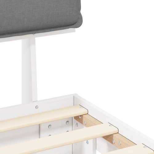 Леглова рамка с тапицирана гръбна част Светлосиво 160 x 200 cm