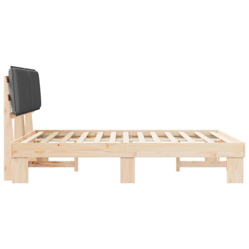 Леглова рамка с тапицирана гръбна част Тъмен сив 150 x 200 cm