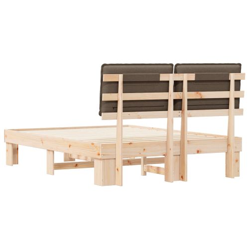 Леглова рамка с тапицирана гръбна част Таупе 150 x 200 cm