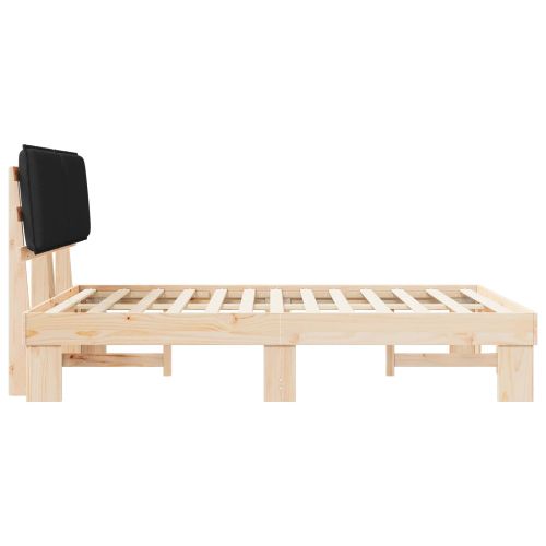 Леглова рамка с тапицирана гръбна част Черно 140 x 200 cm