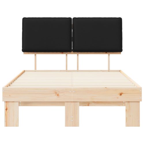 Леглова рамка с тапицирана гръбна част Черно 120 x 200 cm