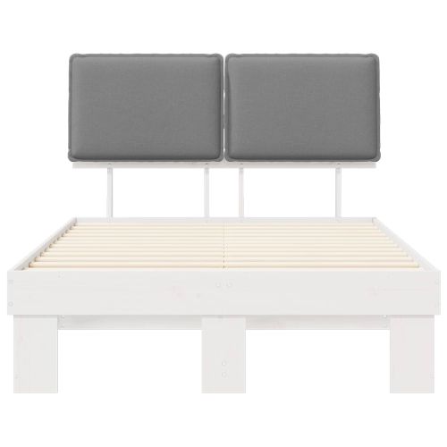 Леглова рамка с тапицирана гръбна част Светлосиво 120 x 200 cm