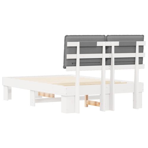 Леглова рамка с тапицирана гръбна част Светлосиво 120 x 200 cm