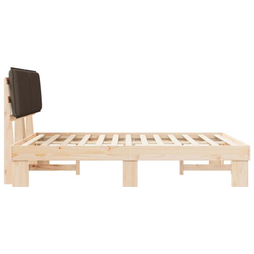 Леглова рамка с тапицирана гръбна част Таупе 140 x 190 cm