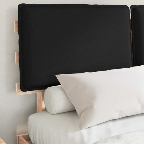 Леглова рамка с тапицирана гръбна част Черно 135 x 190 cm