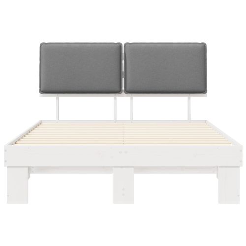 Леглова рамка с тапицирана гръбна част Светлосиво 135 x 190 cm