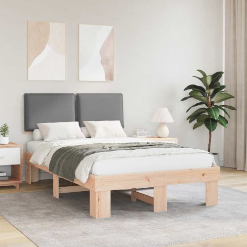 Леглова рамка с тапицирана гръбна част Светлосиво 120 x 190 cm