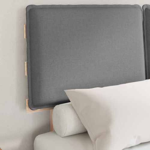 Леглова рамка с тапицирана гръбна част Светлосиво 120 x 190 cm