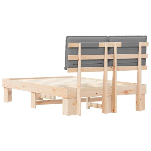 Леглова рамка с тапицирана гръбна част Светлосиво 120 x 190 cm