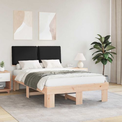 Леглова рамка с тапицирана гръбна част Черно 120 x 190 cm