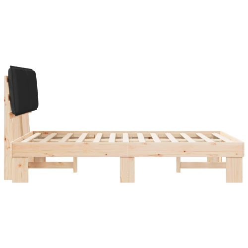 Леглова рамка с тапицирана гръбна част Черно 120 x 190 cm