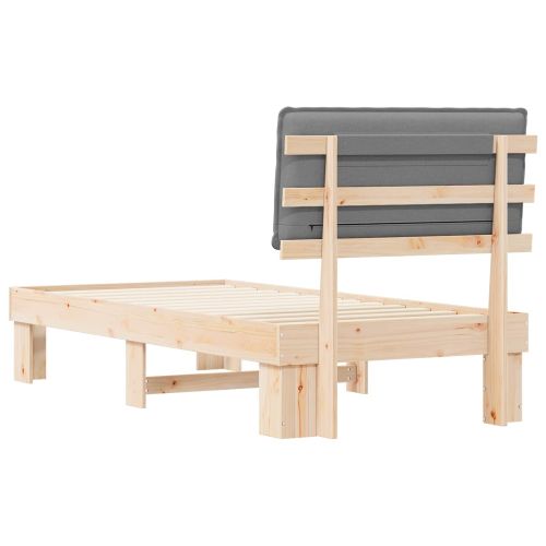 Леглова рамка с тапицирана гръбна част Светлосиво 100 x 200 cm