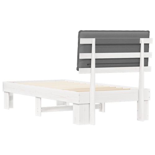 Леглова рамка с тапицирана гръбна част Светлосиво 80 x 200 cm