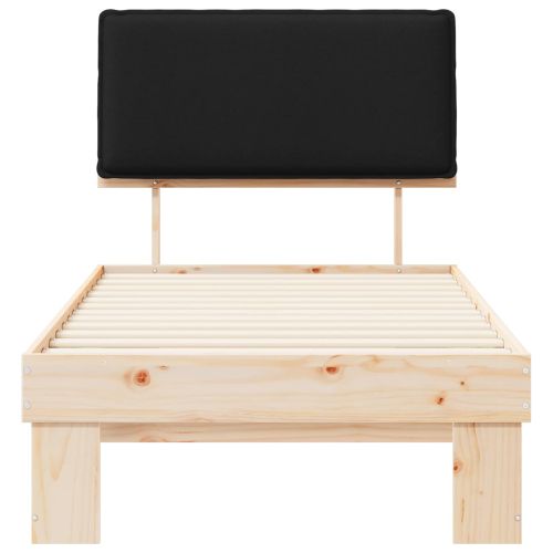 Леглова рамка с тапицирана гръбна част Черно 90 x 190 cm