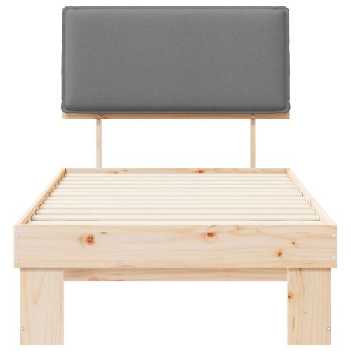 Леглова рамка с тапицирана гръбна част Светлосиво 75 x 190 cm