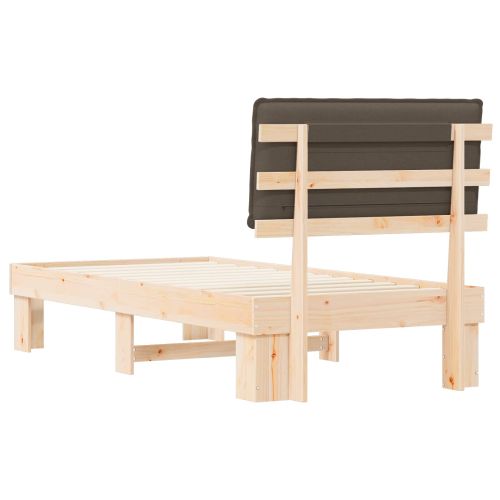 Леглова рамка с тапицирана гръбна част Таупе 75 x 190 cm