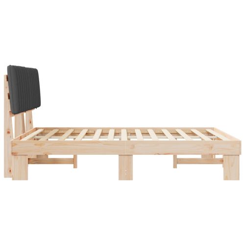 Леглова рамка с тапицирана гръбна част Тъмен сив 160 x 200 cm