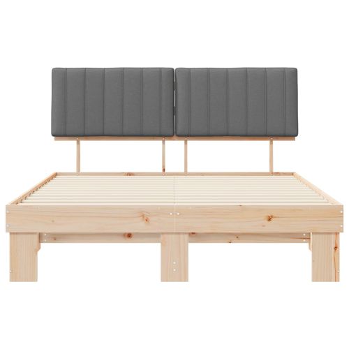 Леглова рамка с тапицирана гръбна част Светлосиво 150 x 200 cm