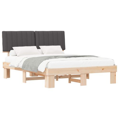 Леглова рамка с тапицирана гръбна част Тъмен сив 150 x 200 cm