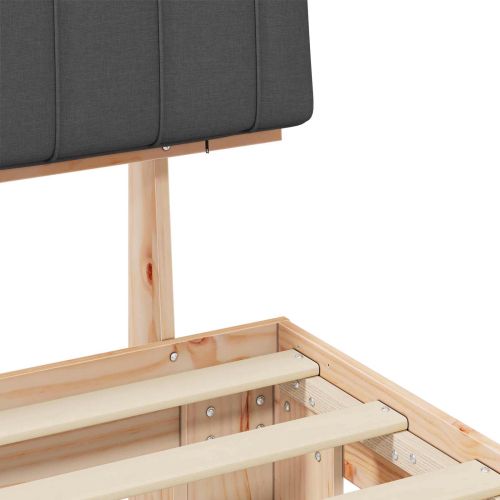 Леглова рамка с тапицирана гръбна част Тъмен сив 150 x 200 cm