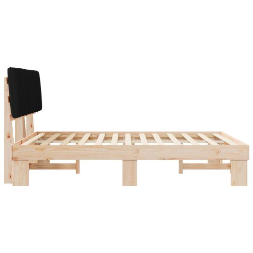 Леглова рамка с тапицирана гръбна част Черно 150 x 200 cm