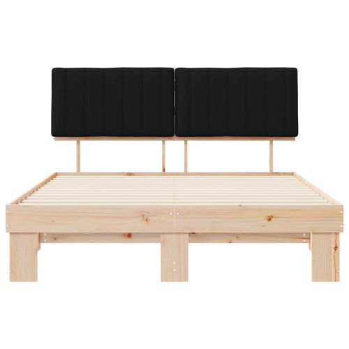 Леглова рамка с тапицирана гръбна част Черно 150 x 200 cm