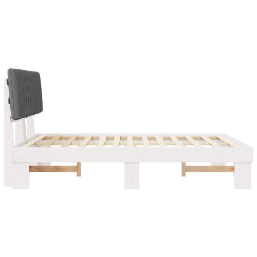 Леглова рамка с тапицирана гръбна част Светлосиво 150 x 200 cm