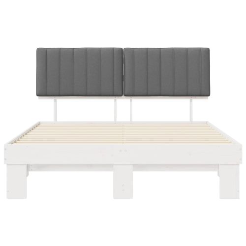 Леглова рамка с тапицирана гръбна част Светлосиво 150 x 200 cm
