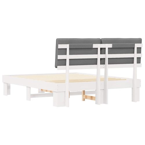 Леглова рамка с тапицирана гръбна част Светлосиво 150 x 200 cm