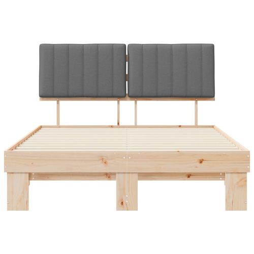 Леглова рамка с тапицирана гръбна част Светлосиво 140 x 200 cm