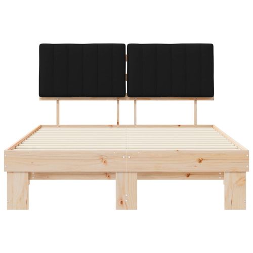 Леглова рамка с тапицирана гръбна част Черно 140 x 200 cm