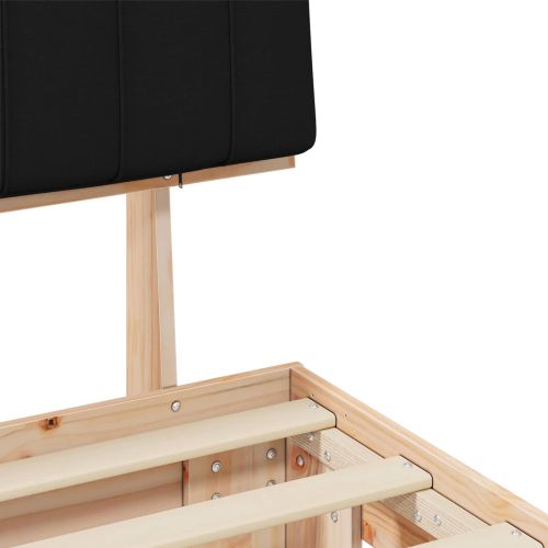 Леглова рамка с тапицирана гръбна част Черно 140 x 200 cm