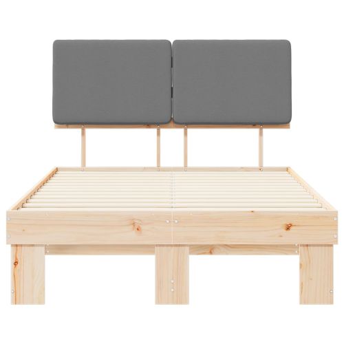 Леглова рамка с тапицирана гръбна част Светлосиво 120 x 200 cm