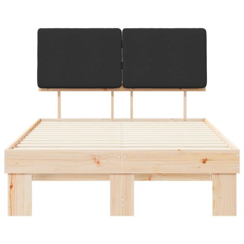 Леглова рамка с тапицирана гръбна част Черно 120 x 200 cm